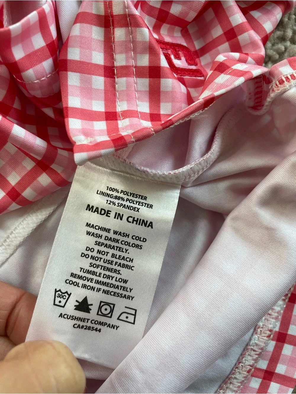 FootJoy Golfleisure Gingham Pink Red White Plaid Athletic Golf Skort Size XL